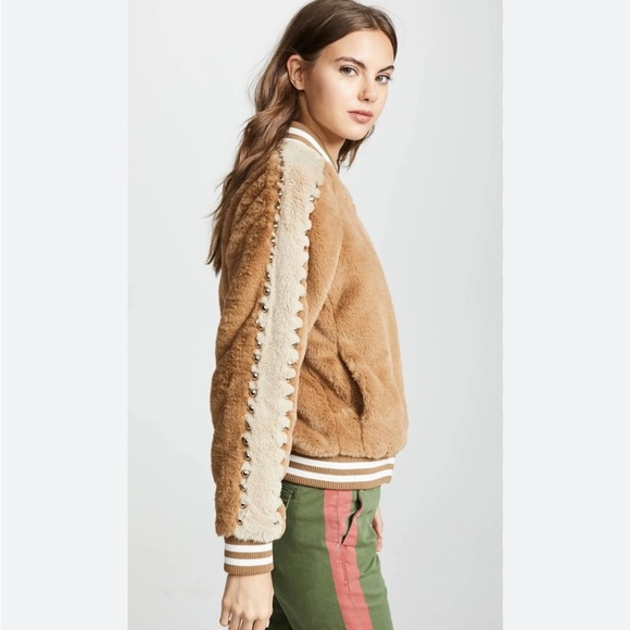 MOTHER Tan and Cream Bomber Jacket - Picture 4 of 16